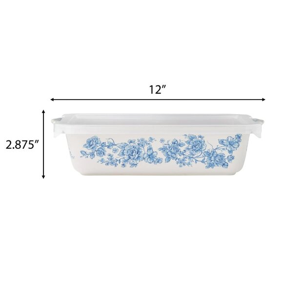 Pioneer Woman Agatha Baker W/ Polypropylene Lid 7"x11" Floral Small Rectangular - Picture 4 of 6